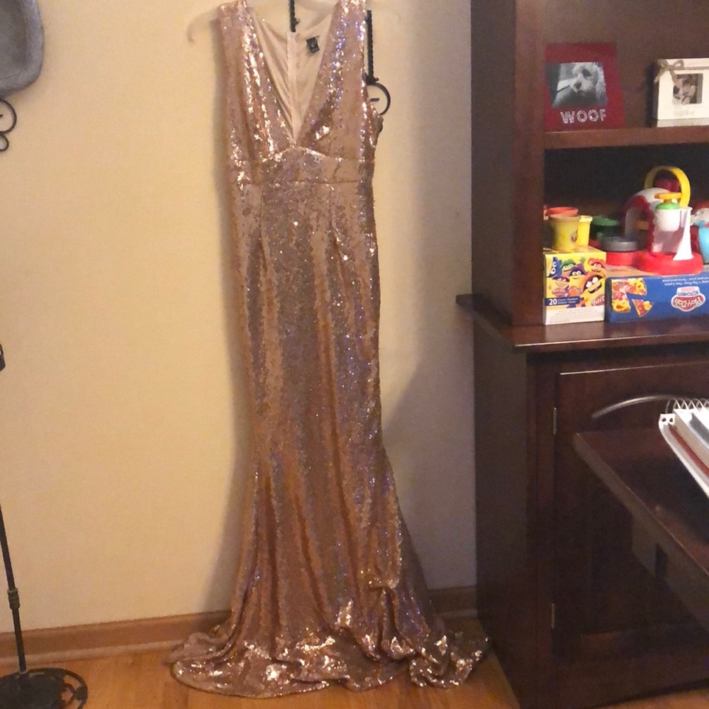 Sparkly rose gold Windsor dress